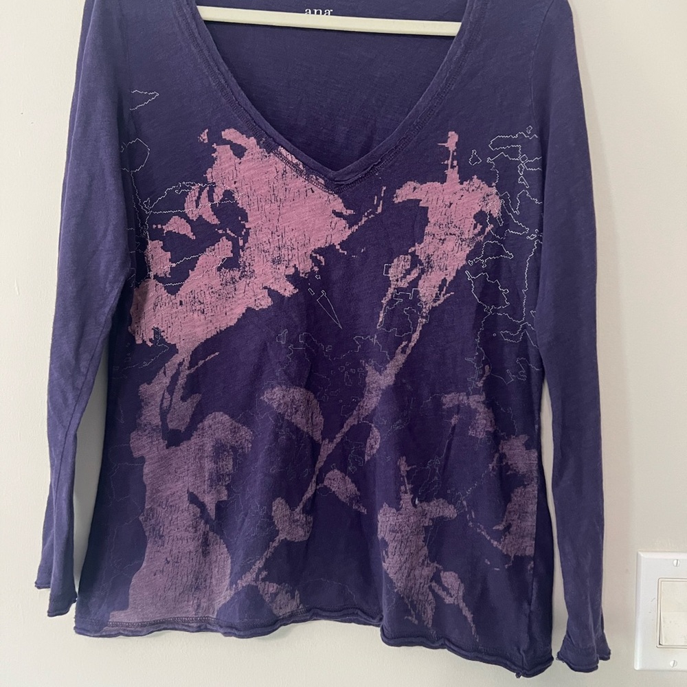 a.n.a A New Approach Purple Graphic Floral Top - Picture 2 of 4